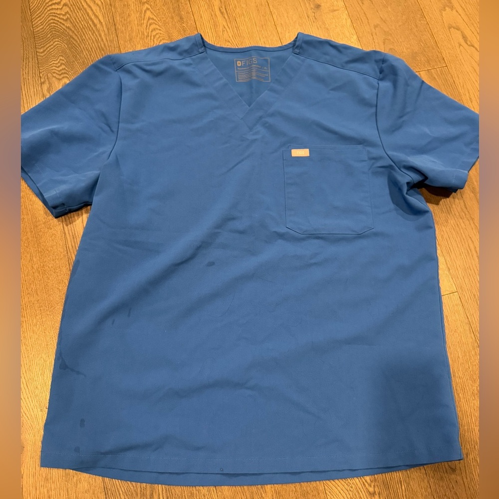Figs Men's V-Neck Scrub Top Royal Blue